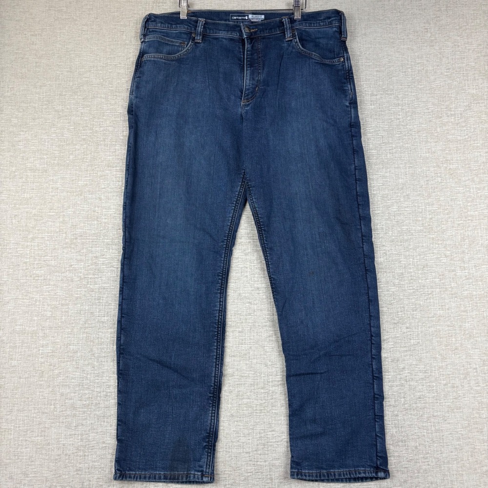 Carhartt Men's 38x32 Jeans Fuzzy Black Fleece Lined Dark Washed Pants